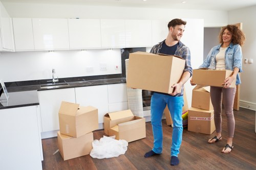 Packed household items ready for transport in a London moving service