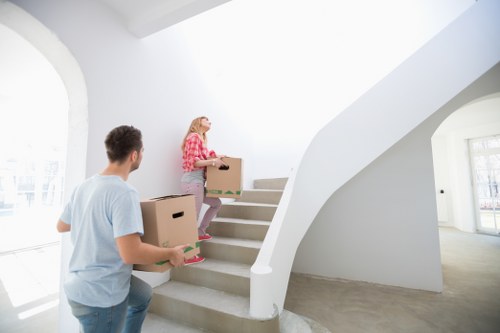 Removal van outside a London home during a move